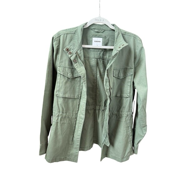 Women's Sonoma Goods For Life Jacket Size M Green Patch Pocket Utility NWT - Picture 8 of 14